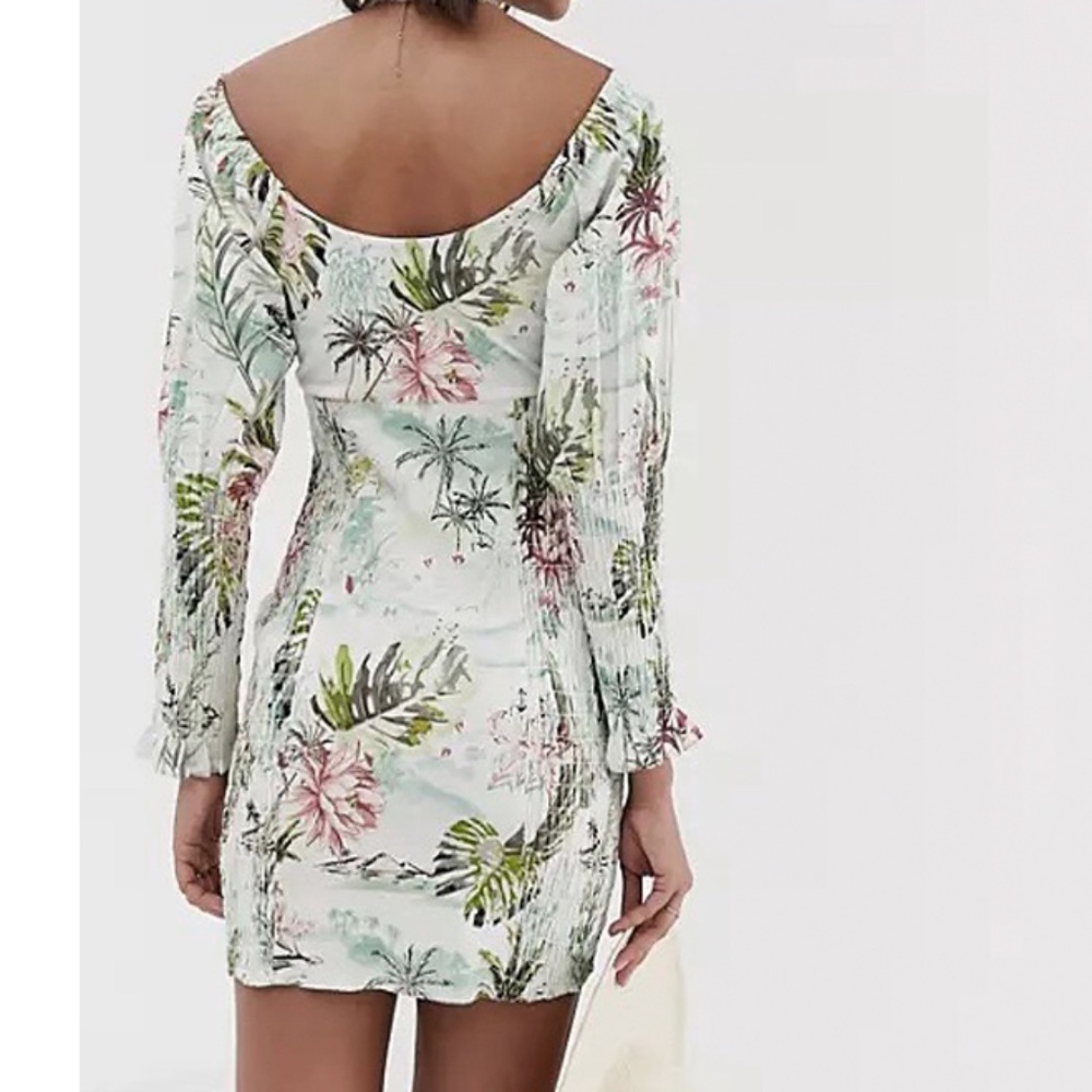 Asos Design Button Through Shirred Mini Dress In … - image 2